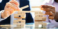 Bridge Building Using Wooden Blocks. Closing Gap